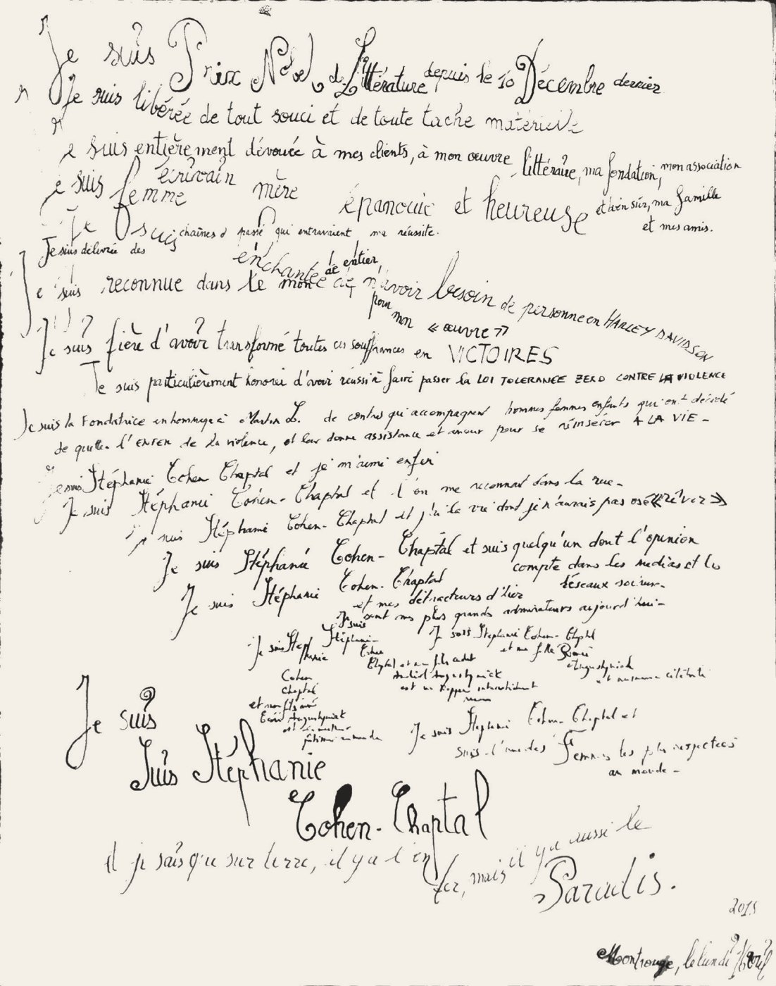 Autoportrait-en-mots — Autoportrait-en-mots manuscrit, Montrouge, 16 avril 2018.