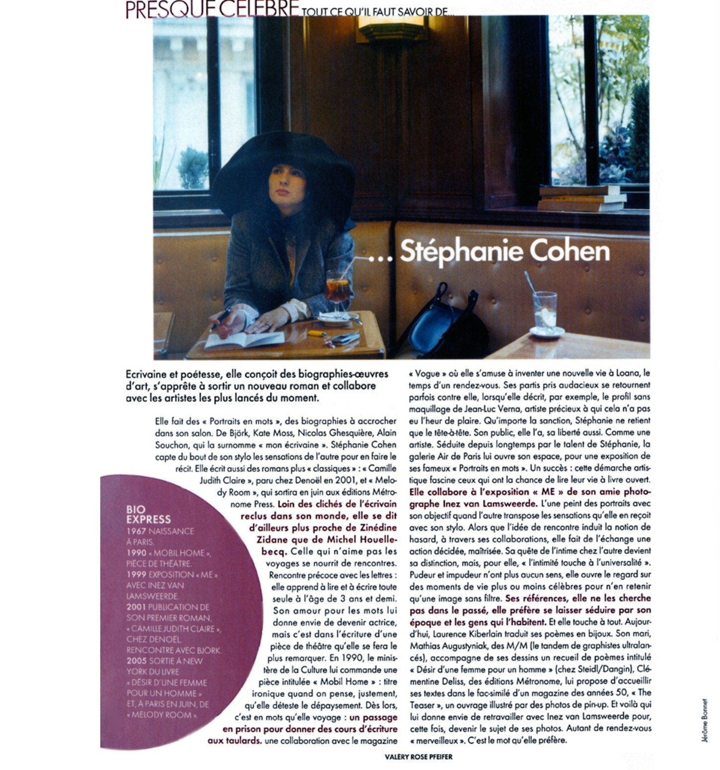 ELLE, n° 3089, « Presque célèbre… Stéphanie Cohen », par Valéry Rose Pfeifer