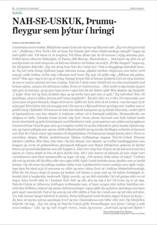 Lesbók Morgunblaðsins (Islande), « Portrait-en-mots », par Stéphanie Cohen