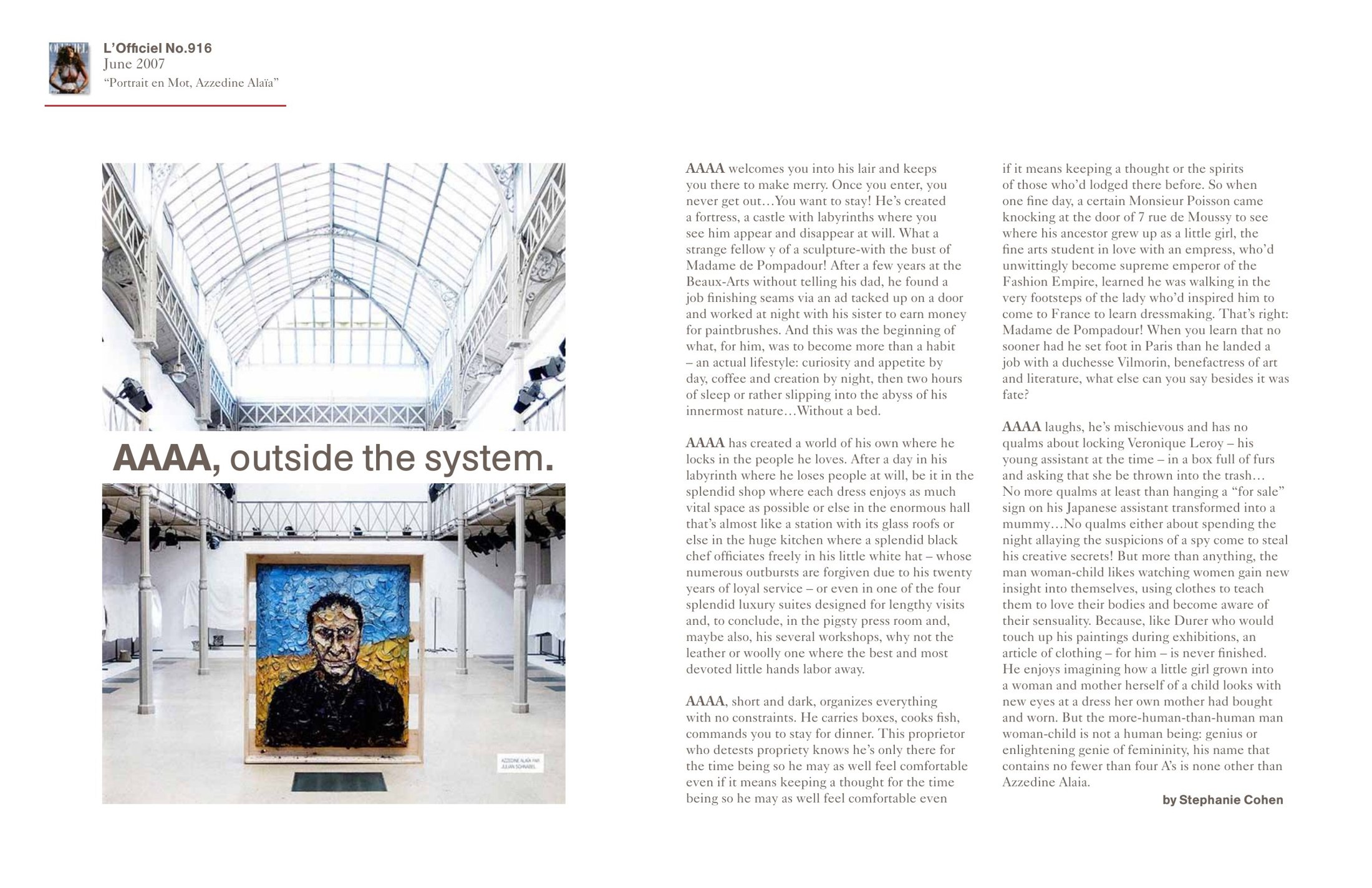 L'Officiel, n° 916, « Portrait-en-mots, Azzedine Alaïa »