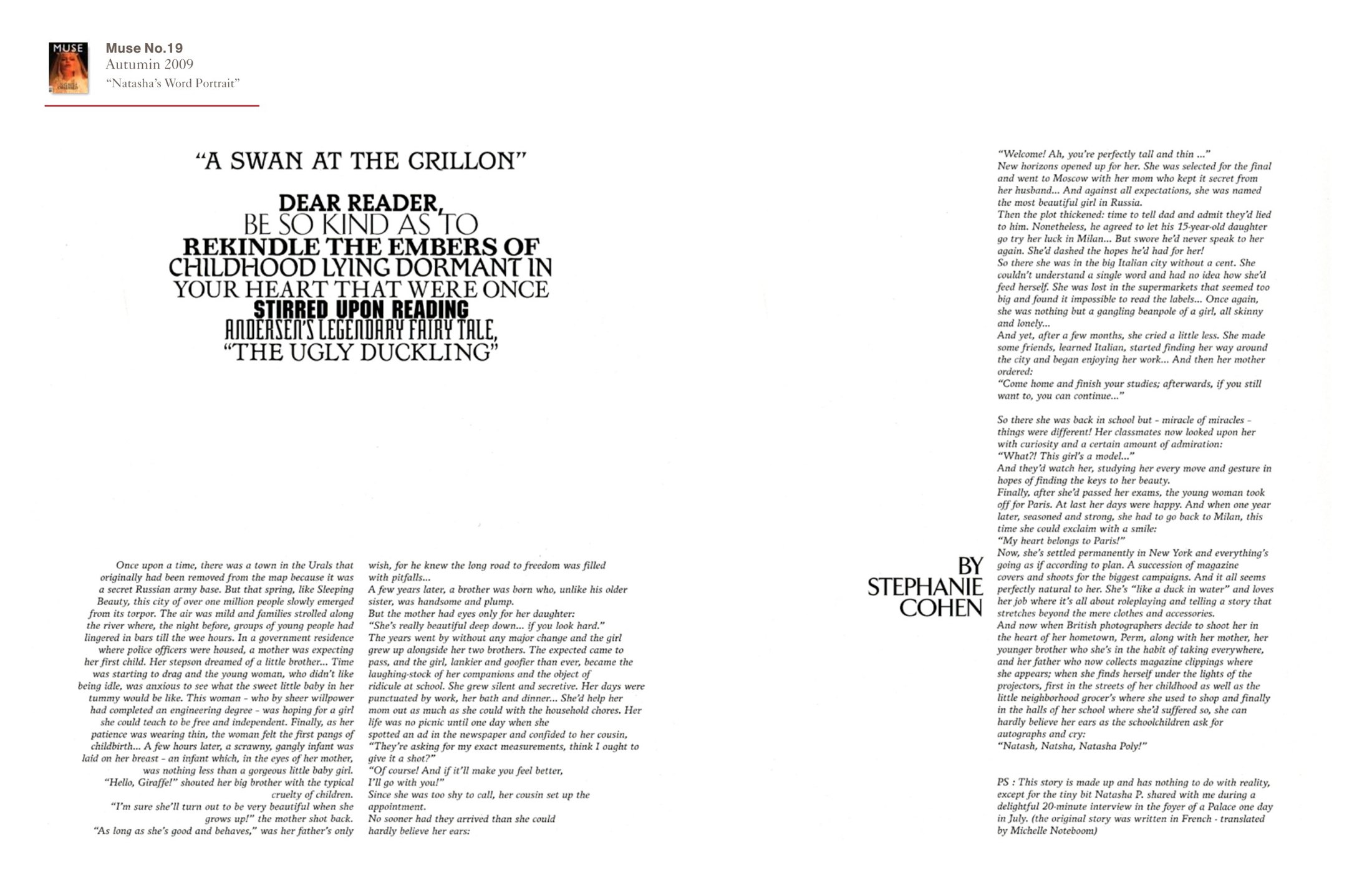 Muse, n° 19, « A Swan at the Crillon »